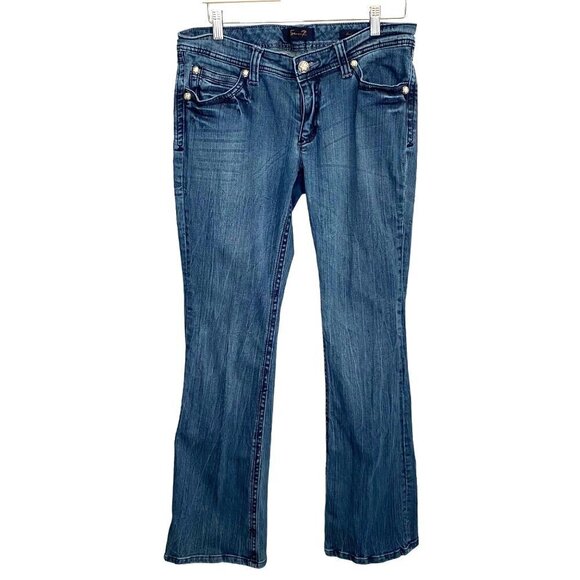 Seven‎ 7 Bootcut Jeans 5 Pocket Design with Decorative Buttons Med Blue Wash 10 - Picture 1 of 6